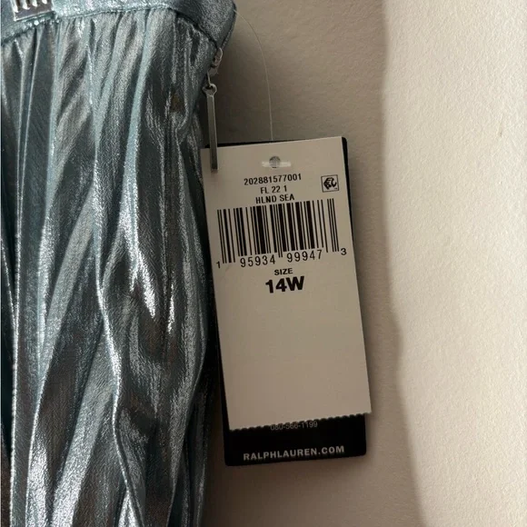 Lauren Ralph Lauren Pleated Metallic Chiffon Midi Skirt Women's 14W - Picture 5 of 8